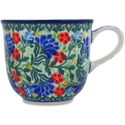 Polish Pottery Cup 8 oz Blue Bonnets UNIKAT