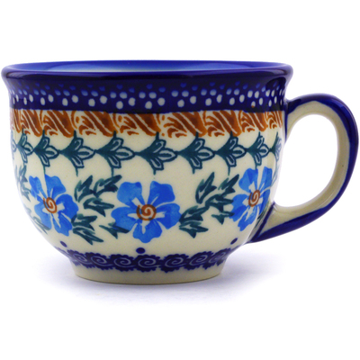 Polish Pottery Cup 8 oz Blue Cornflower