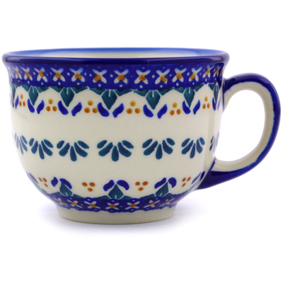 Polish Pottery Cup 8 oz Blue Cress