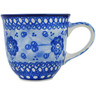 Polish Pottery Cup 8 oz Blue Poppy Circle UNIKAT