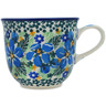 Polish Pottery Cup 8 oz Floral Blue Dreams UNIKAT