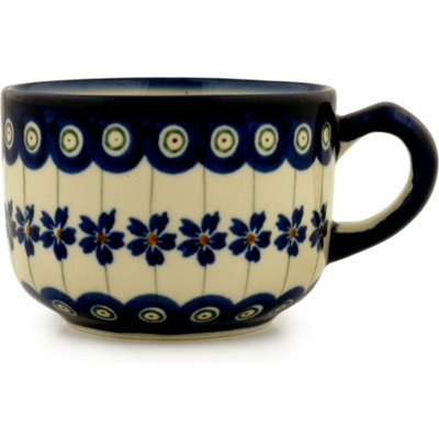 Polish Pottery Cup 8 oz Flowering Peacock