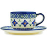 Polish Pottery Cup 8 oz Gingham Flowers