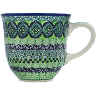 Polish Pottery Cup 8 oz Kiwi UNIKAT