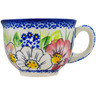 Polish Pottery Cup 8 oz Maroon Blossoms