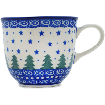 Polish Pottery Cup 8 oz Piney Forest UNIKAT