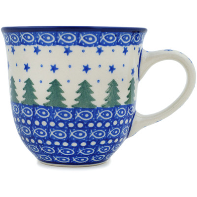 Polish Pottery Cup 8 oz Piney Forest UNIKAT