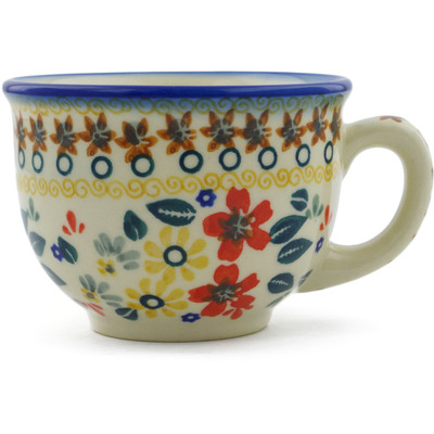 Polish Pottery Cup 8 oz Red Anemone Meadow UNIKAT