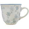 Polish Pottery Cup 8 oz Silver Snow Fall UNIKAT