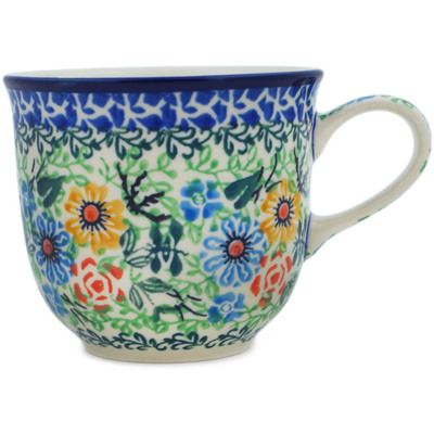 Polish Pottery Cup 8 oz Spring Wreath UNIKAT