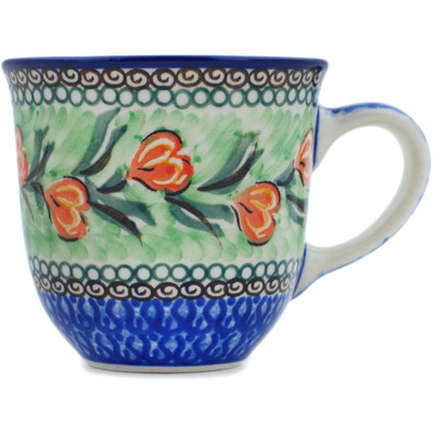 Polish Pottery Cup 8 oz Tulip Wreath UNIKAT