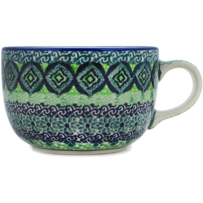 Polish Pottery Cup 9 oz Kiwi UNIKAT