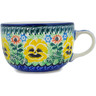 Polish Pottery Cup 9 oz Pansies Field UNIKAT