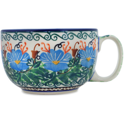 Polish Pottery Cup 9 oz Pensamiento UNIKAT