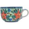 Polish Pottery Cup 9 oz Red Jackmanii UNIKAT