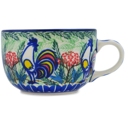 Polish Pottery Cup 9 oz Summer Rooster UNIKAT