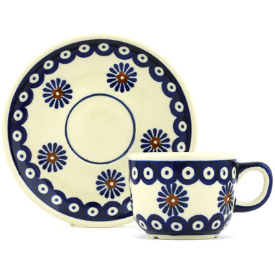 Polish Pottery Cup with Saucer 5 oz Astrid Americana