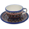 Polish Pottery Cup with Saucer 7 oz Brown Beauty UNIKAT