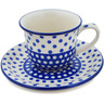 Polish Pottery Cup with Saucer 7 oz Dot Around UNIKAT