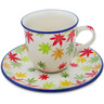 Polish Pottery Cup with Saucer 7 oz Fall Season Bliss UNIKAT