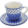 Polish Pottery Cup with Saucer 9 oz Dot Around UNIKAT