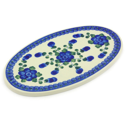 Polish Pottery Cutting Board 10&quot; Blue Poppies