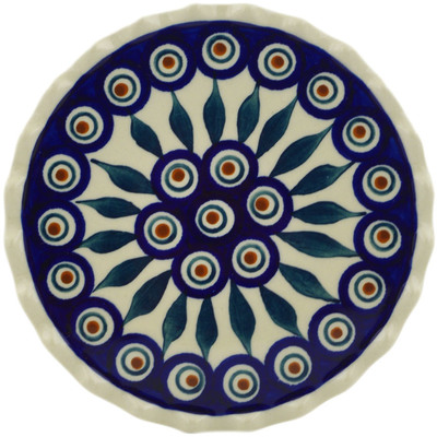 Polish Pottery Cutting Board 6&quot; Peacock