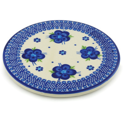 Polish Pottery Cutting Board 7&quot; Bleu-belle Fleur