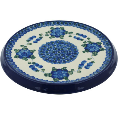 Polish Pottery Cutting Board 8&quot; Blue Poppies