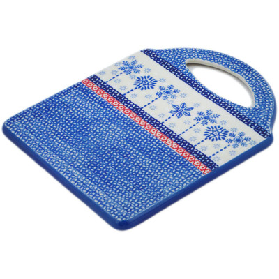 Polish Pottery Cutting Board 8&quot; Winter Sights UNIKAT