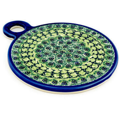 Polish Pottery Cutting Board 9&quot; Emerald Forest