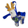 Polish Pottery Deer Ornament 3&quot; Vivid Garden UNIKAT