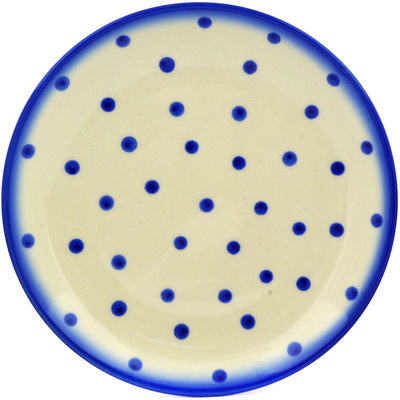 Polish Pottery Dessert Plate 7&frac12;-inch Blue Polka Dot