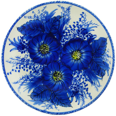 Polish Pottery Dessert Plate 7&frac12;-inch Blue Poppy Dream UNIKAT