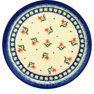Polish Pottery Dessert Plate 7&frac12;-inch Cocentric Tulips