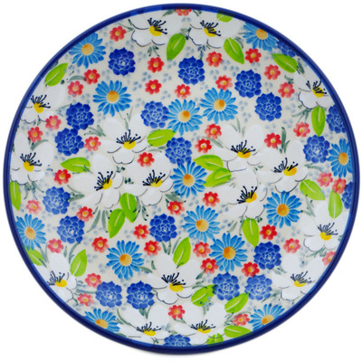 Polish Pottery Dessert Plate Anemone Flower Garden UNIKAT