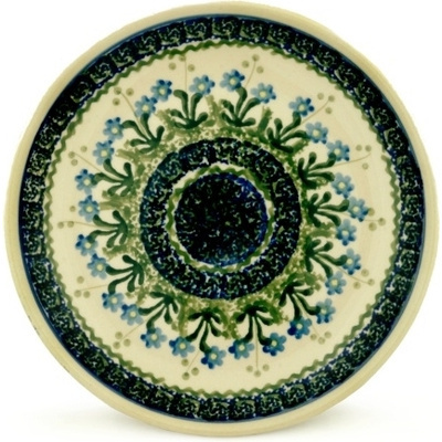 Polish Pottery Dessert Plate Blue Daisy Circle