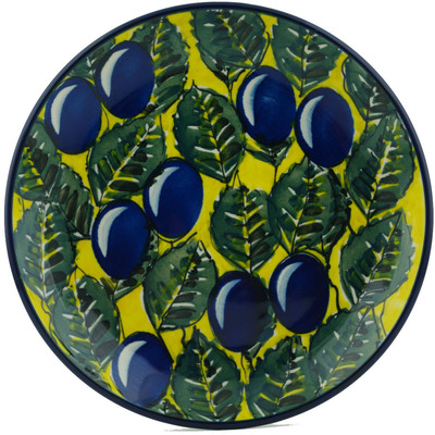 Polish Pottery Dessert Plate Blue Olives UNIKAT