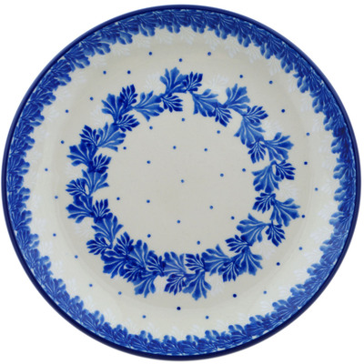 Polish Pottery Dessert Plate Blue Wreath Of Leaves