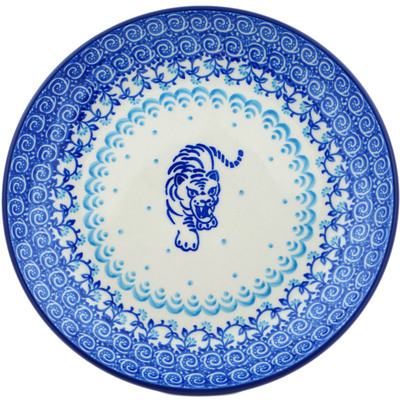 Polish Pottery Dessert Plate Cobalt Tiger