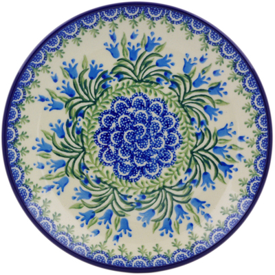 Polish Pottery Dessert Plate Feathery Bluebells