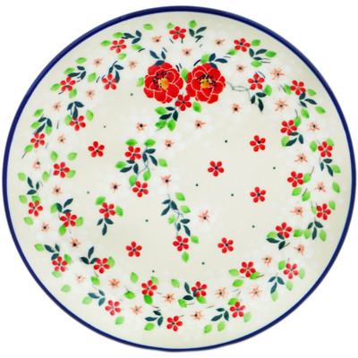 Polish Pottery Dessert Plate Festive Mistletoe UNIKAT