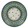 Polish Pottery Dessert Plate Green Chrysanthemums UNIKAT