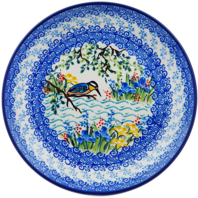 Polish Pottery Dessert Plate Kingfisher Bird UNIKAT