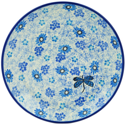 Polish Pottery Dessert Plate Light Blue Misty Dragonfly