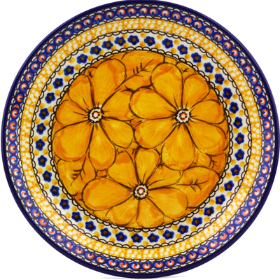 Polish Pottery Dessert Plate Marigold Dreams UNIKAT