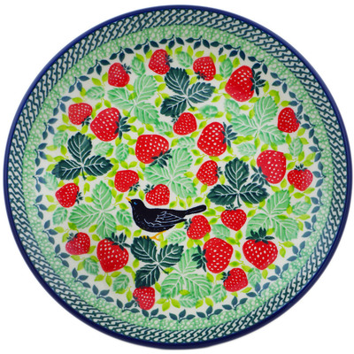 Polish Pottery Dessert Plate Raven&#039;s Red Berries UNIKAT