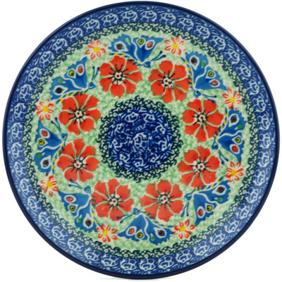 Polish Pottery Dessert Plate Ring Of Flowers UNIKAT