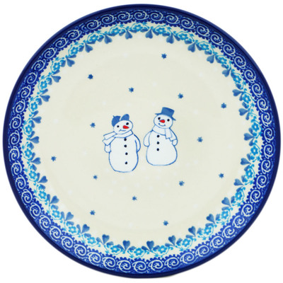 Polish Pottery Dessert Plate Snow Couple
