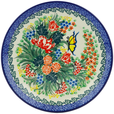 Polish Pottery Dessert Plate Spring Butterfly UNIKAT